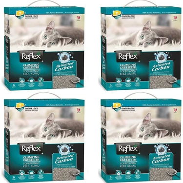 Reflex Aktif Karbonlu Topaklanan İnce Kokusuz  Kedi Kumu 6 lt 4'lü -