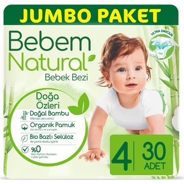 Bebem Natural Bebek Bezi 4 Beden Maxi 30