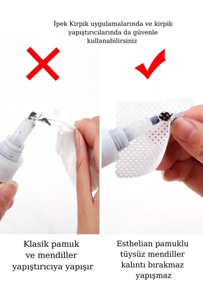 Esthelian Protez Tırnak - Kalıcı Oje - Ipek Kirpik Temizlemek Için Tüysüz Pamuk Mendil