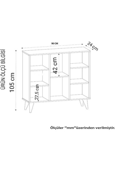 YÇ Dekor Kitaplık Dekoratif Modern Raflı Beyaz Kitaplık