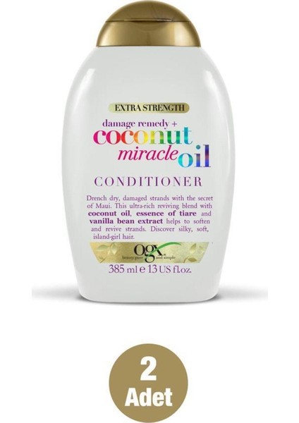 Coconut Miracle Oil Saç Kremi 385 ml X2