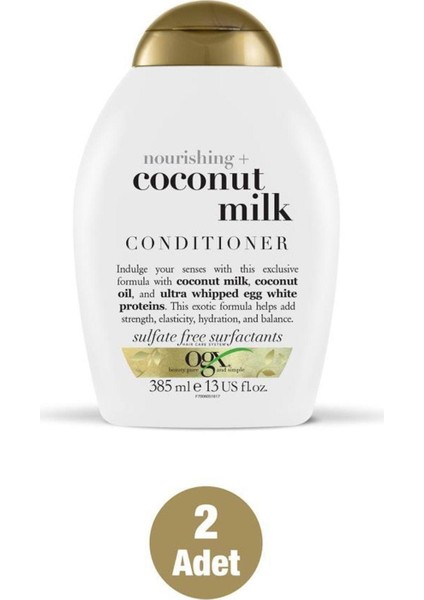 coconut Mılk Besleyici Saç Bakım Kremi 385 ml X2