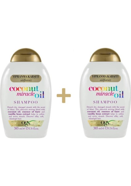 Yıpranma Karşıtı Coconut Miracle Oil Şampuanı 385 ml X2