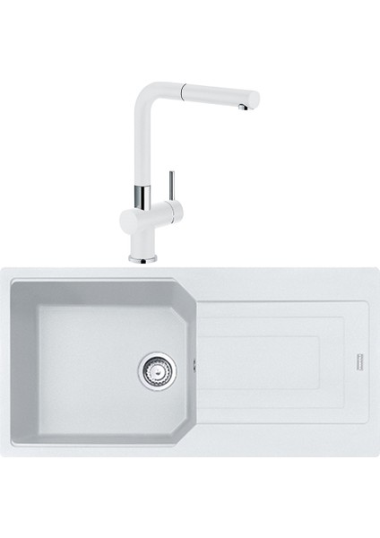 Urban Ubg 611-100 Tek Gözlü Granit Eviye + Active Plus Doccia Armatür (Bianco)