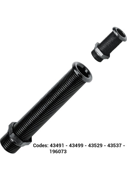 Thru-Hull Stand. Flange, 7/8",INT.Ø22MM, L155MM,BLACK
