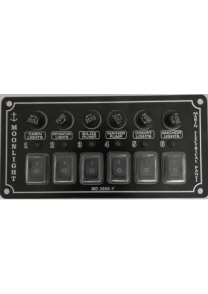 6 Lı Yatay Switch Panel 12-24 Volt