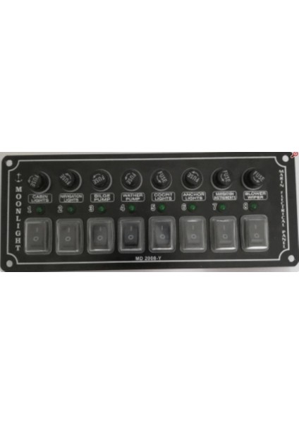 8 Li Yatay Switch Panel 12-24 Volt