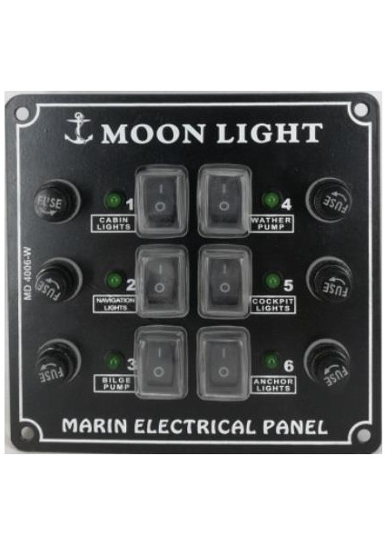 6 Lı Çiftli Switch Panel 12-24 Volt