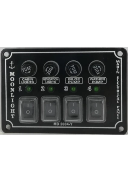 4 Lü Yatay Switch Panel 12-24 Volt