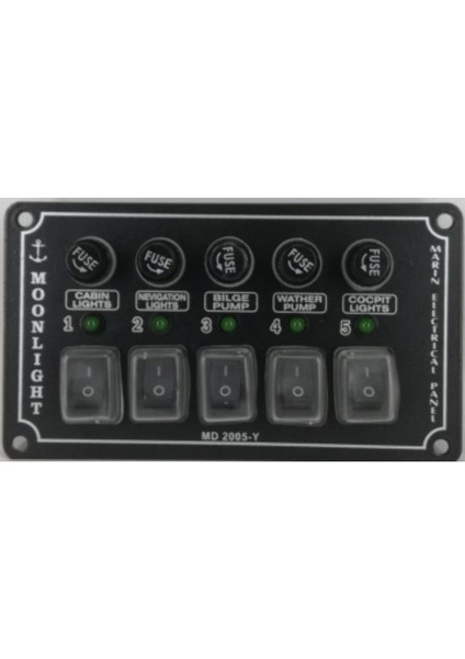 5 Li Yatay Switch Panel 12-24 Volt