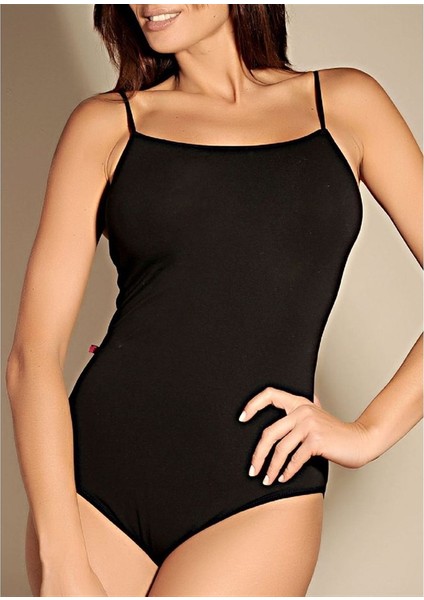 8121 Düz Penye Kumaşlı Body - Siyah