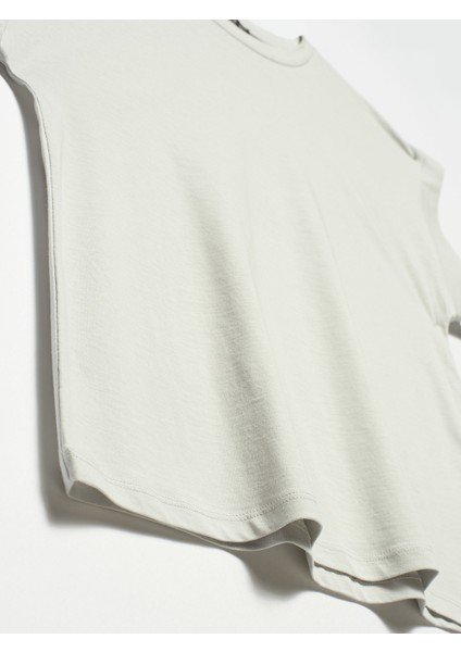 3504 Bisiklet Yaka Penye Bluz-Gri