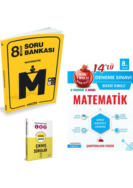 8. Sınıf Matematik Soru Bankası ve Nar Tanesi Matematik 14 Deneme Sınavı - Çıkmış Sorular
