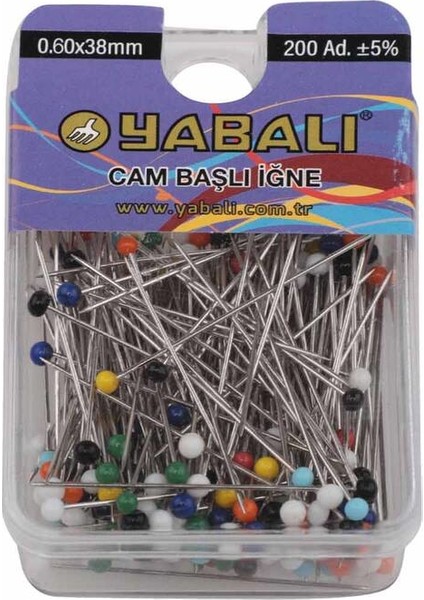 Cam Başlı Renkli Toplu Iğne 200 Adet YBL-362 .
