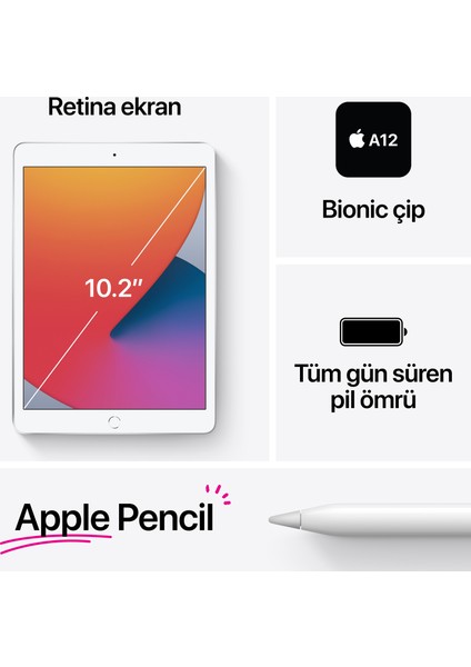 iPad 8. Nesil 32 GB 10.2" WiFi Tablet - MYLA2TU/A