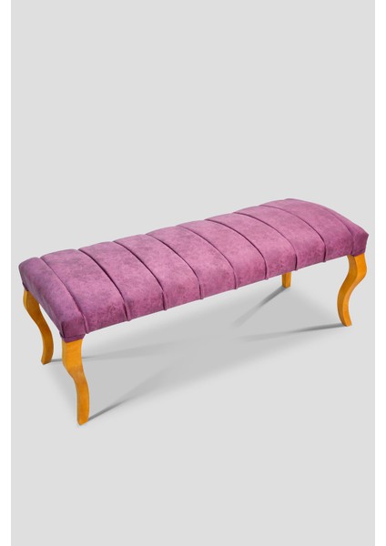 120 cm Çizgili Lüks Bench Puf Ceviz Eskitme Tolia