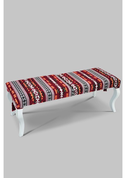 Beyaz Ayaklı 120 cm Lüks Bench Puf Antik