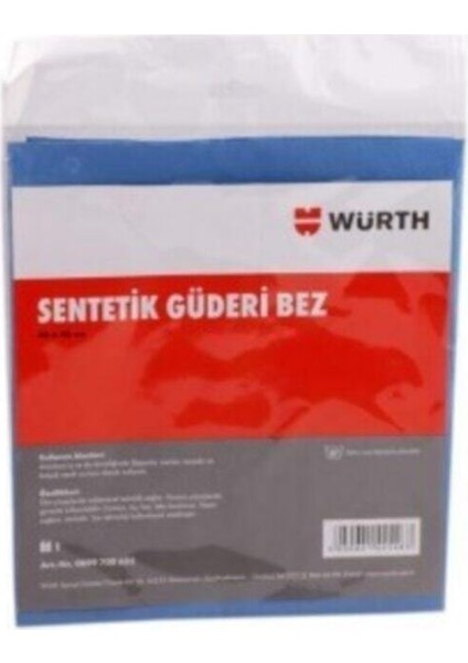 Oto Aksesuar Würth 38X60 cm Sentetik Güderi Bez Mavi 130 gr 2 Adet