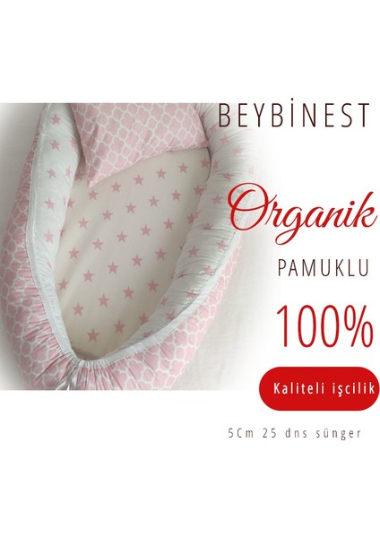 Delüxe Pembe Yıldız Babynest Seti Kundaklı 8parça