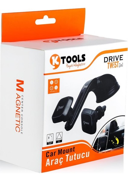 2 In 1 360 Twist Vantuzlu Telefon Tutucu Siyah