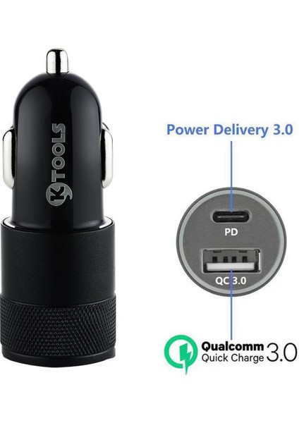Boost Pd 36W 3 Amper Pd Qualcomm 3.0 USB Araç Şarjı Siyah