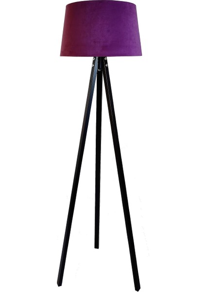 Beta Serisi 3 Ayaklı Tripod Masif Lambader( Mat Kadife Mor- Siyah Ayak)