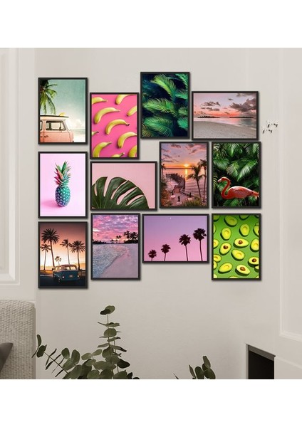 12 Parça Çerçeve Görünümlü Mdf Tablo Seti