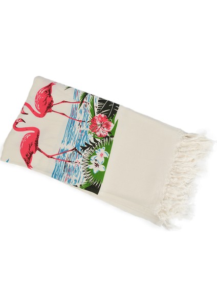 Flamingo Desenli Bambu Peştemal