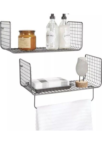 Metal Mutfak Banyo Duvar Rafı Havluluk 2 'li Set WD-103 modelleri