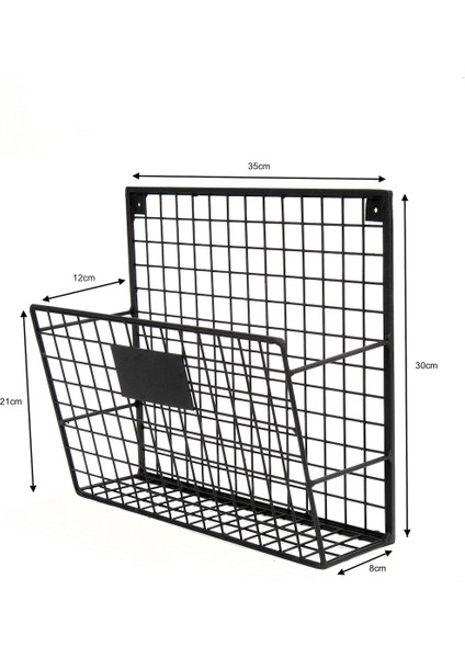 Wess Dizayn Metal Duvar Rafı Dergilik, Kitaplık Tek Gözlü Evrak Rafı WD233-Y1