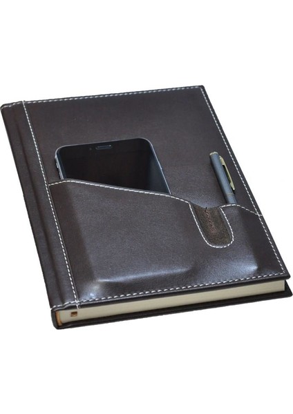 Defter Modelist Telefon Kılıflı Kareli Defter 17 x 24 cm Kahve 5465