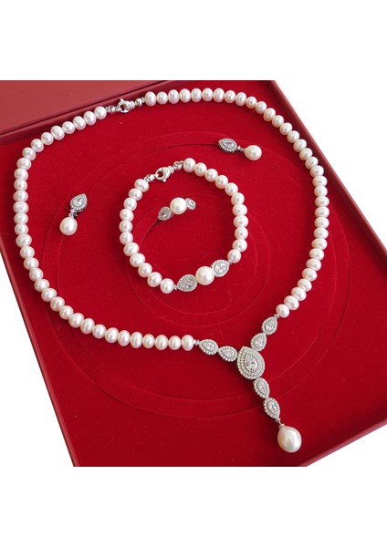 Inci Gümüş Kolye Küpe Bileklik Yüzük Takım Set EI71BY