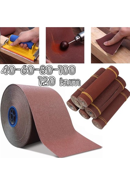 Bant Rulo Zımpara Ahşap Metal Zımparası 40-60-80-100-120 Kum 150 Kum-5 Metre