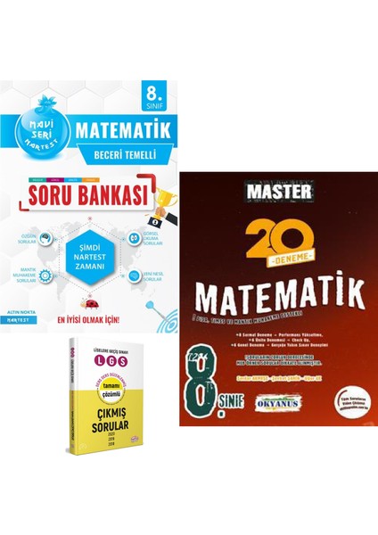 8. Sınıf Mavi Matematik Soru Bankası ve Okyanus Master 20 Matematik Deneme + Çıkmış Sorular