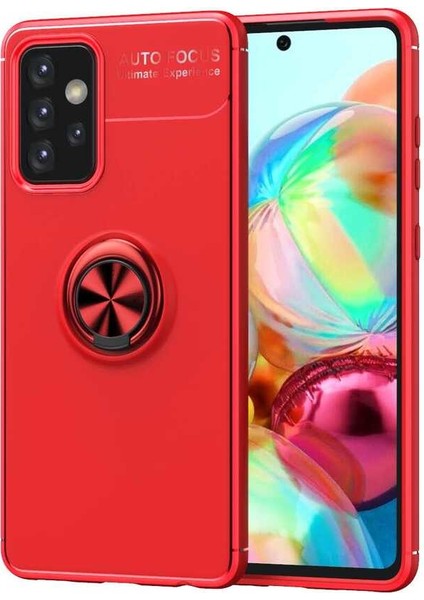 Galaxy A52 Kılıf Zore Ravel Yüzüklü Silikon Kılıf Kırmızı