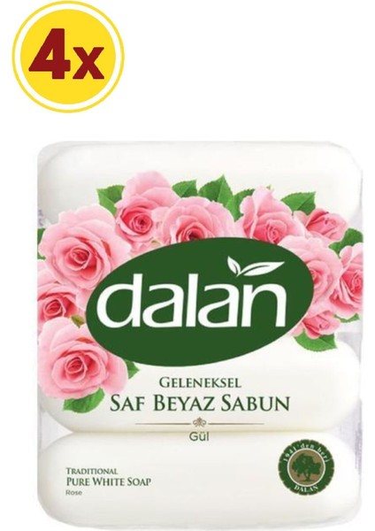 Geleneksel Saf Beyaz Sabun Gül 280 gr x 4 Paket