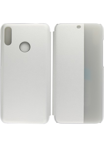 Y7 Prime 2019 Uyumlu Huawei Smart View Kapaklı Kılıf Gri