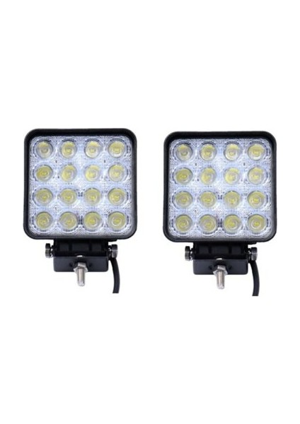 Lamba Çalışma Off Road Sis Farı 10-30V 48W 16 LED Kare-2 Adet