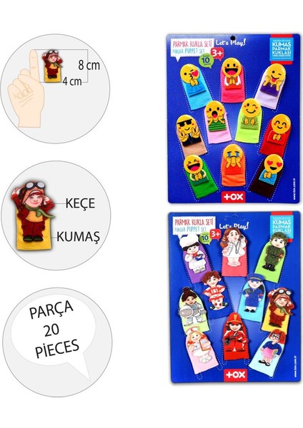 2 Set - 20 Parça Tox Emojiler ve Meslekler Parmak Kukla 106/76-2