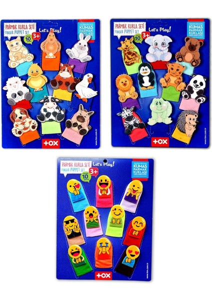 3 Set - 30 Parça Tox Evcil , Vahşi Hayvanlar ve Emojiler Parmak Kukla 77-2/78-2/106