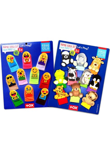 2 Set - 20 Parça Tox Emojiler ve Vahşi Hayvanlar Parmak Kukla 106/78-1