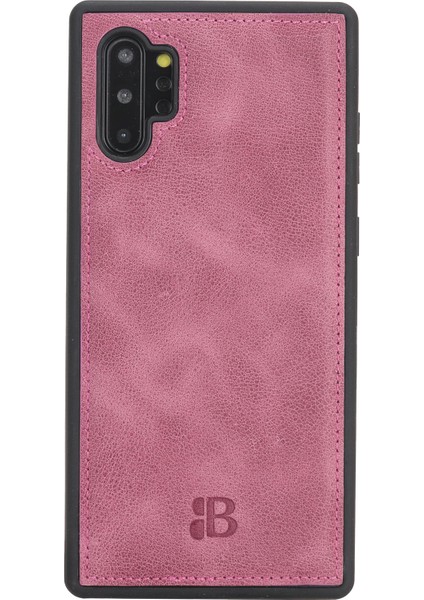 Samsung Galaxy Note 10 Plus Pembe Deri Arka Telefon Kılıfı