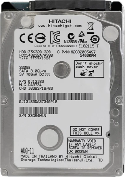 Z5K320 320GB 5400RPM 16MB Cache Sata 3 2.5" Sabit Disk