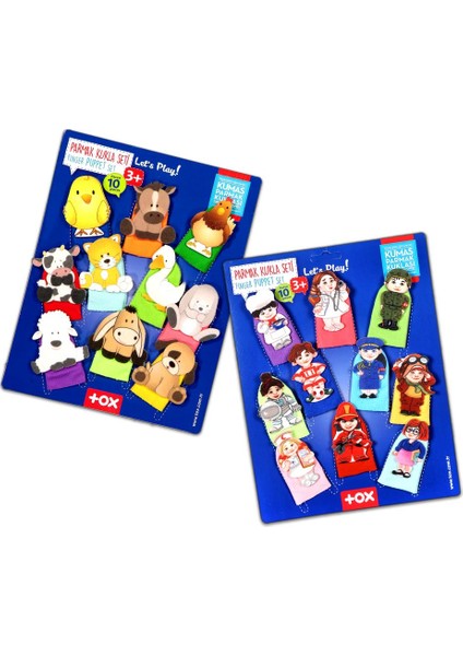 2 Set - 20 Parça Tox Evcil Hayvanlar ve Meslekler Parmak Kukla 77-1/76-2