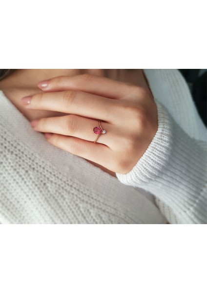Pırlanta ve Damla Kesim Pembe Turmalin Taşlı Yüzük 0402R0003 fırsatları