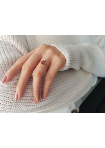 Pırlanta ve Damla Kesim Pembe Turmalin Taşlı Yüzük 0402R0003 indirimleri