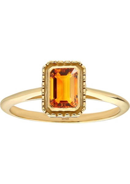 Oktagon Kesim Sitrin Tektaş Yüzük 0402R0004