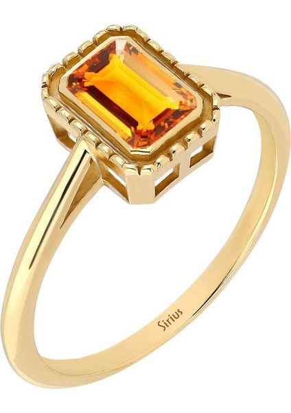 Oktagon Kesim Sitrin Tektaş Yüzük 0402R0004 fiyatları