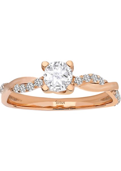 Toplam 0,75 Karat Pırlanta ve Beyaz Topaz Tektaş Yüzük 0402R0005