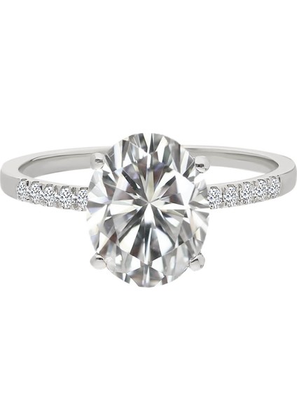 Pırlanta ve Oval Beyaz Topaz Taşlı Yüzük 0402R0013